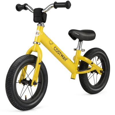 12 Inch Toddler Balance Bike with Height Adjustable Handlebar and Seat-Yellow