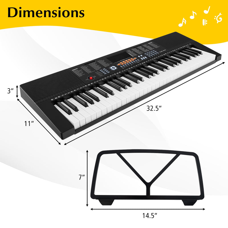 61-Key Electronic Keyboard Piano with 3 Teaching Modes  LED Display and Dual Keyboard