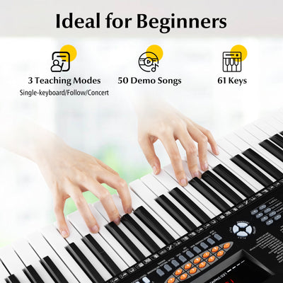 61-Key Electronic Keyboard Piano with 3 Teaching Modes  LED Display and Dual Keyboard