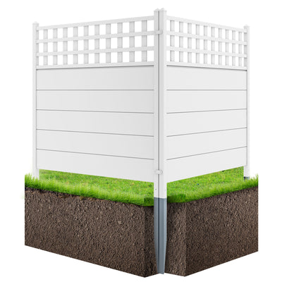 45 x 45.5 Inch Air Conditioner Fence Panels with Metal Ground Stakes-White