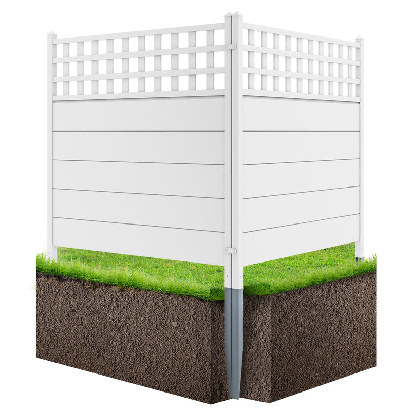 45 x 45.5 Inch Air Conditioner Fence Panels with Metal Ground Stakes-White