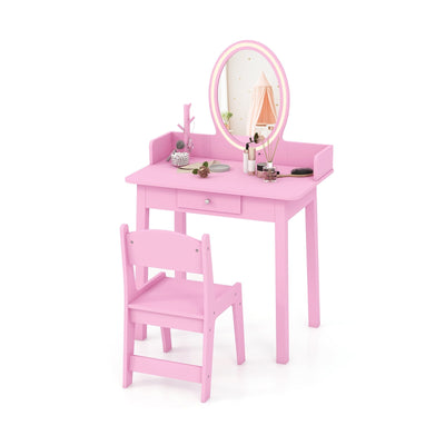 Kids Vanity Set with Lighted Mirror-Pink