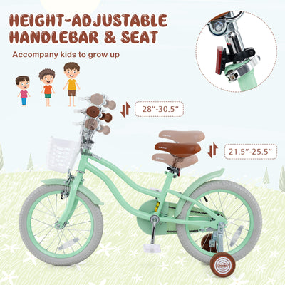 16 Inch Kids Bike with Adjustable Seat and Bell for Kids 3-8 Years Olds-16 inches