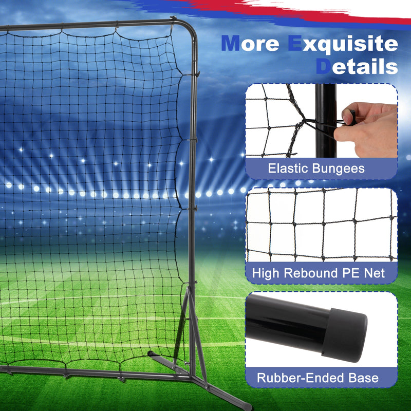 12 x 6 Feet Soccer Rebounder Net with All Weather Net-Black