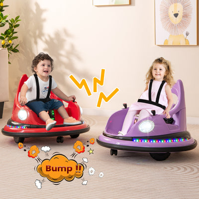 12V Kids Ride On Bumper Car with Remote Control and Dual Joysticks-Purple