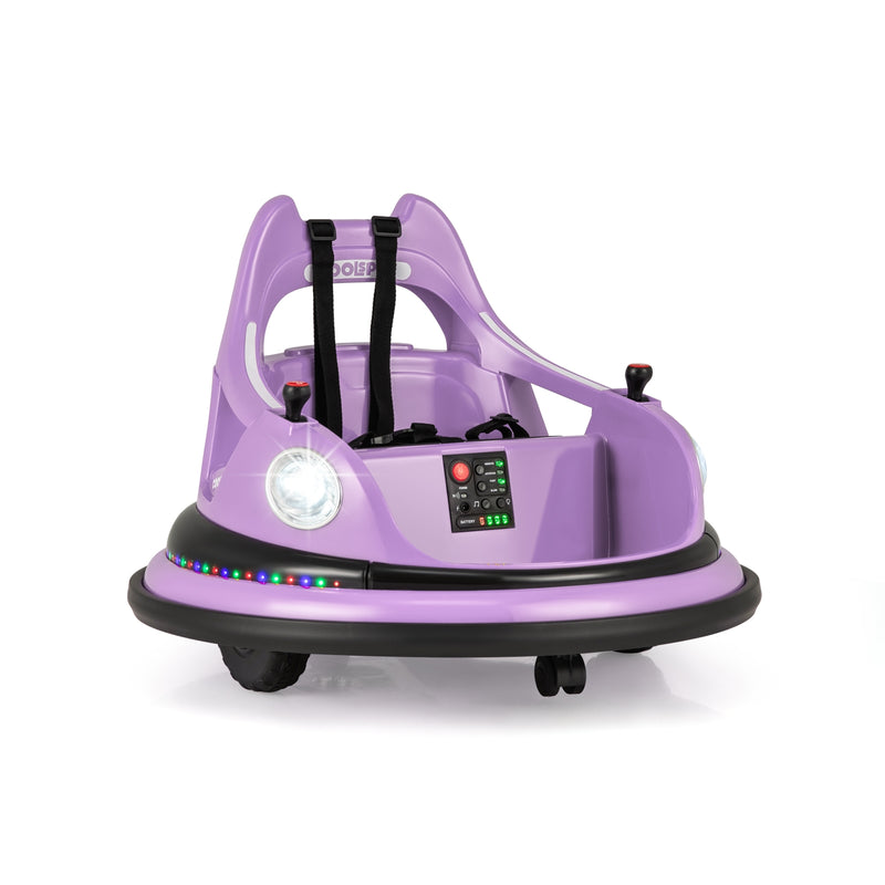 12V Kids Ride On Bumper Car with Remote Control and Dual Joysticks-Purple