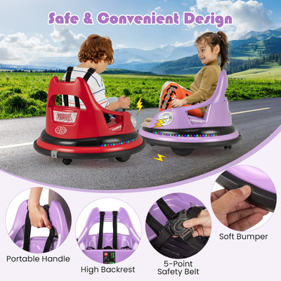 12V Kids Ride On Bumper Car with Remote Control and Dual Joysticks-Purple