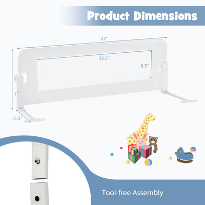 Foldable Bed Rail Swing Down Baby Bed Guard Rail-White