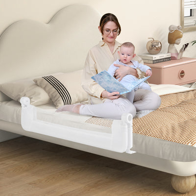 Foldable Bed Rail Swing Down Baby Bed Guard Rail-White