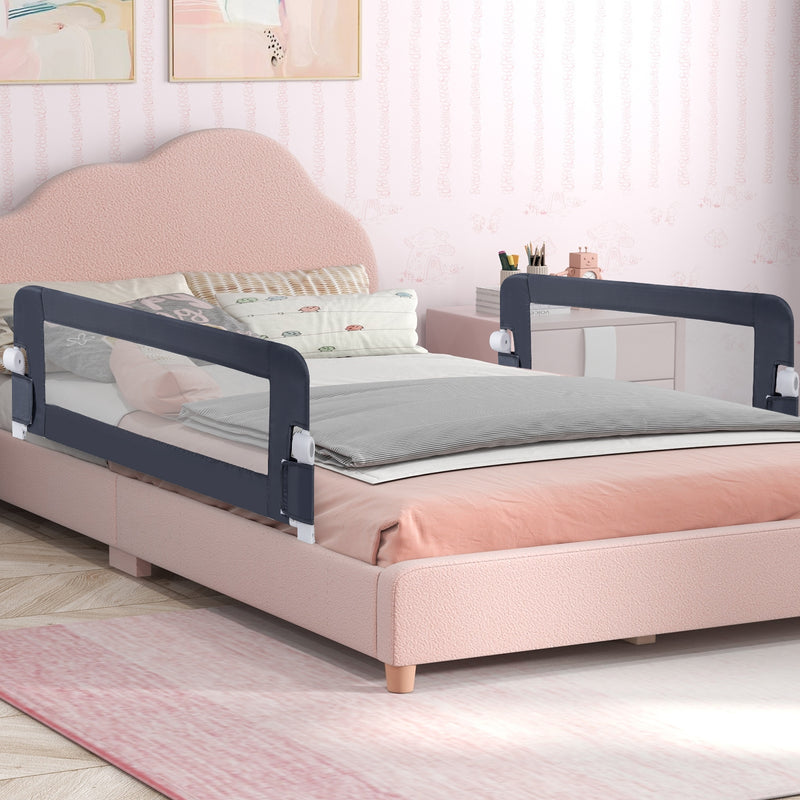 Foldable Bed Rail Swing Down Baby Bed Guard Rail-Gray