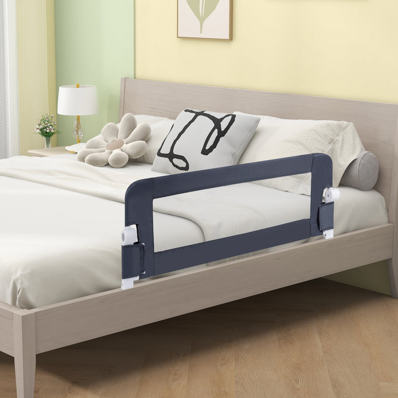 Foldable Bed Rail Swing Down Baby Bed Guard Rail-Gray