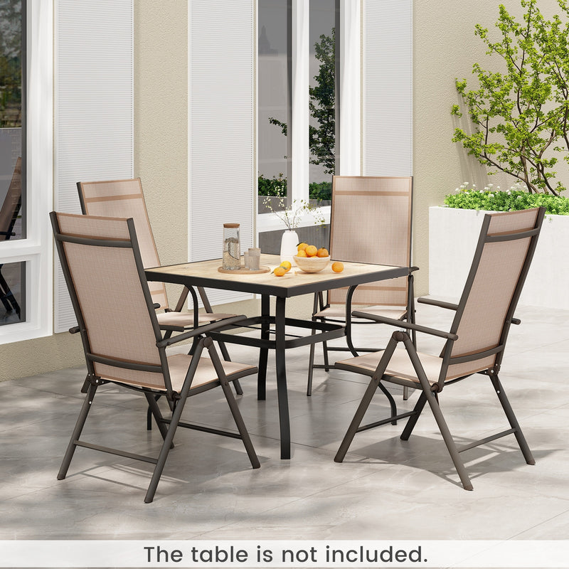 1 Piece Patio Folding Dining Chairs with 7-Level Adjustable High Backrest-Coffee