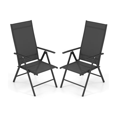 1 Piece Patio Folding Dining Chairs with 7-Level Adjustable High Backrest-Black