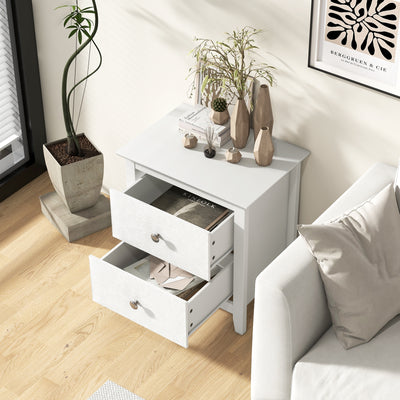 Modern Nightstand with 2 Drawers for Small Spaces-White