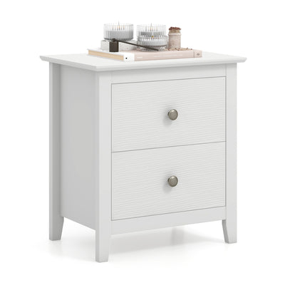 Modern Nightstand with 2 Drawers for Small Spaces-White