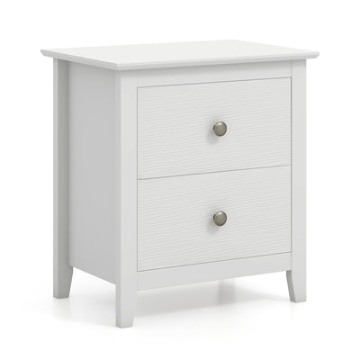 Modern Nightstand with 2 Drawers for Small Spaces-White