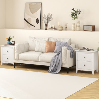 Modern Nightstand with 2 Drawers for Small Spaces-White