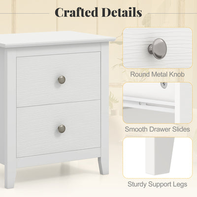 Modern Nightstand with 2 Drawers for Small Spaces-White