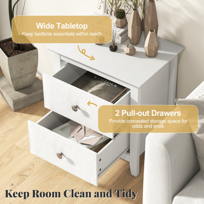 Modern Nightstand with 2 Drawers for Small Spaces-White