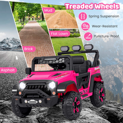 12V Electric Kids Ride on Truck with Remote Control and Music-Pink