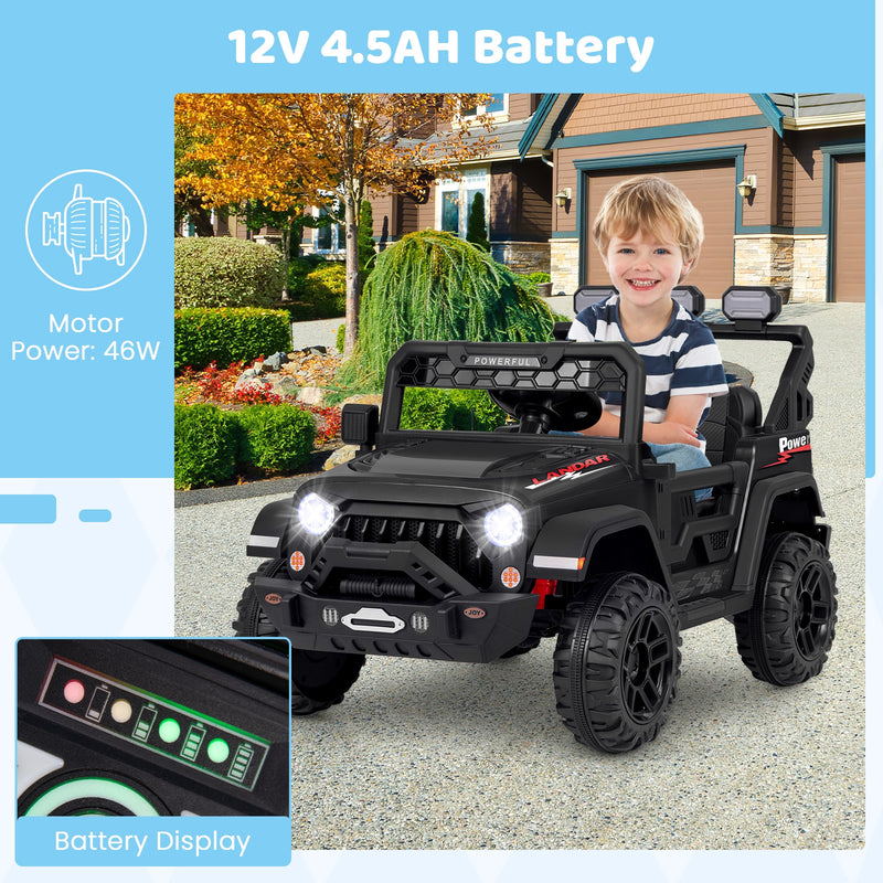 12V Electric Kids Ride on Truck with Remote Control and Music-Black