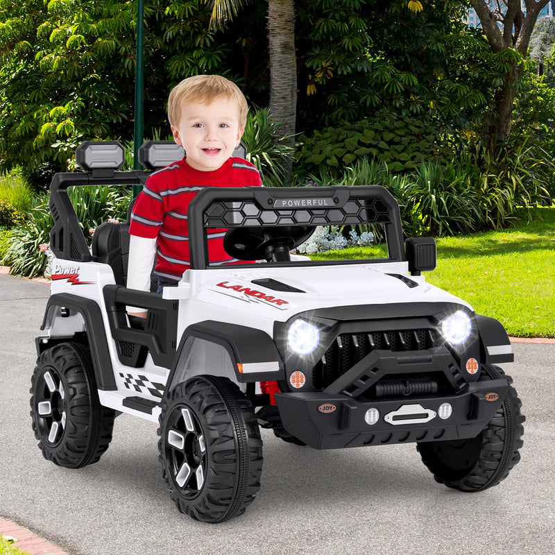 12V Electric Kids Ride on Truck with Remote Control and Music-White