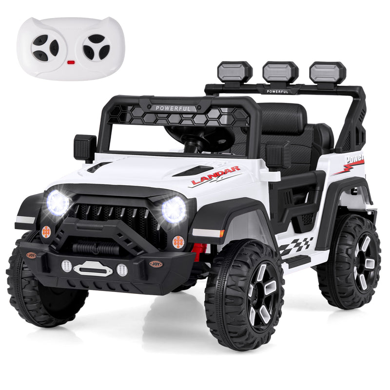 12V Electric Kids Ride on Truck with Remote Control and Music-White