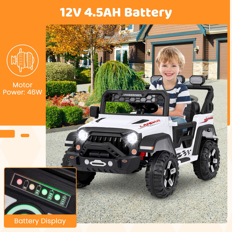 12V Electric Kids Ride on Truck with Remote Control and Music-White