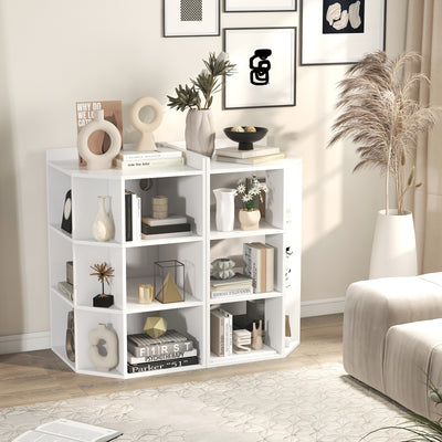 3-Tier Corner Cabinet with Charging Station for Bedroom-White