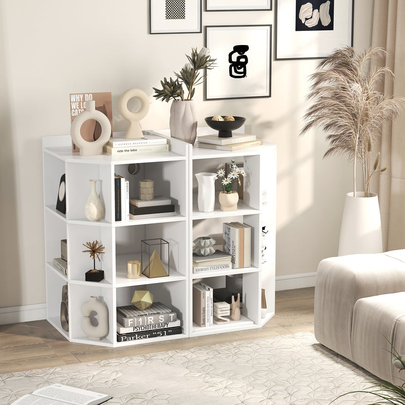 3-Tier Corner Cabinet with Charging Station for Bedroom-White