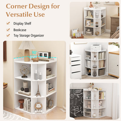 3-Tier Corner Cabinet with Charging Station for Bedroom-White