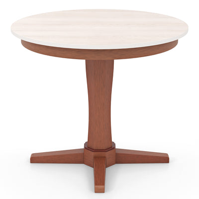 35 Inches Wooden Round Dining Table with Pedestal Base-White