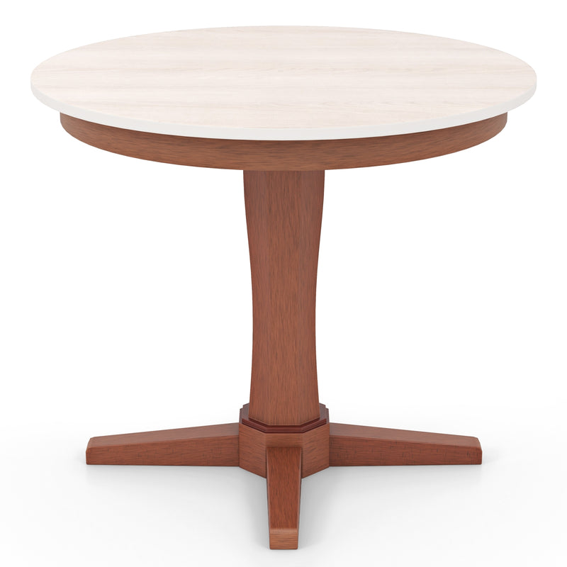 35 Inches Wooden Round Dining Table with Pedestal Base-White