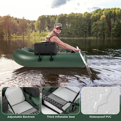 Inflatable Fishing Float Tube for Angling with Fish Ruler and Angling Base