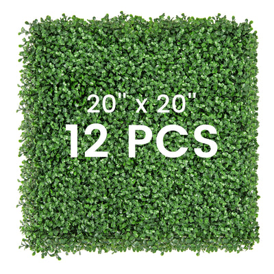 12 Pieces 20 x 20 Inch Artificial Boxwood Wall Panels with Insertable Branches