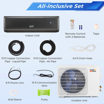 12000 BTU 21 SEER2 208-230V Wifi Enabled Mini Split Air Conditioner and Heater Gray