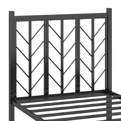 Twin Size Platform Bed with Headboard and Metal Frame-Twin Size