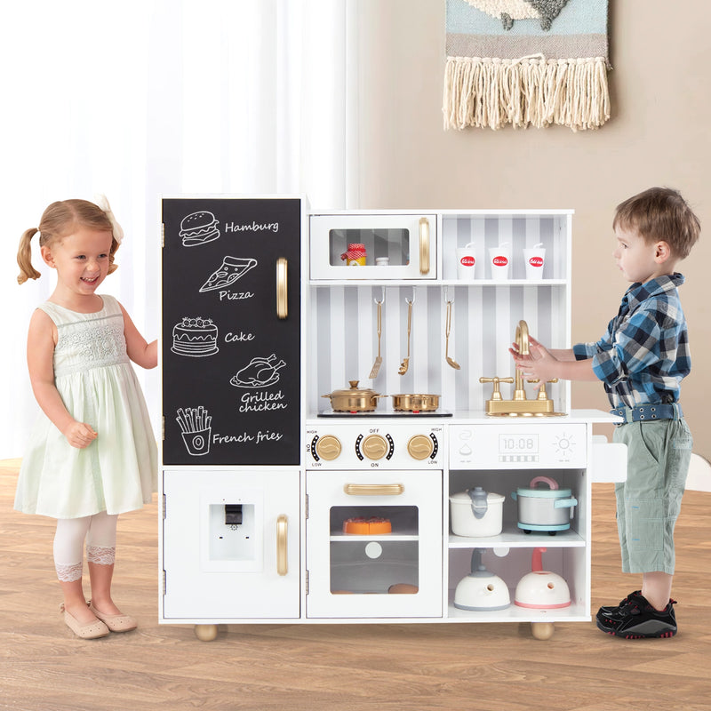 Pretend Play Kitchen for Kids with Real Sounds and Lights-White