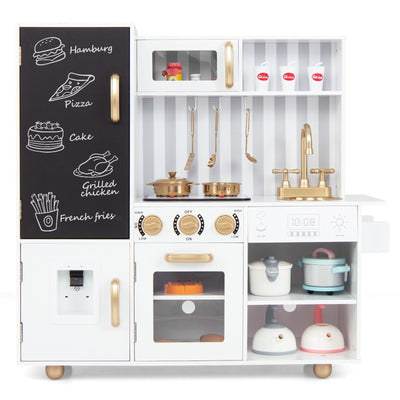 Pretend Play Kitchen for Kids with Real Sounds and Lights-White