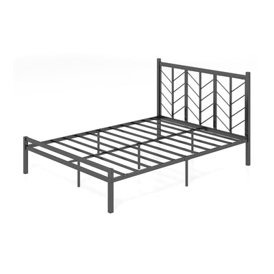 Queen Size Platform Bed with Headboard and Metal Frame-Queen Size