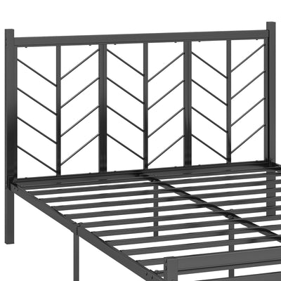 Queen Size Platform Bed with Headboard and Metal Frame-Queen Size