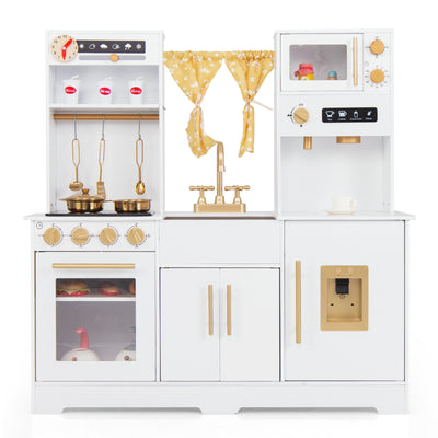 Pretend Play Kitchen for Kids with Coffee Maker-White