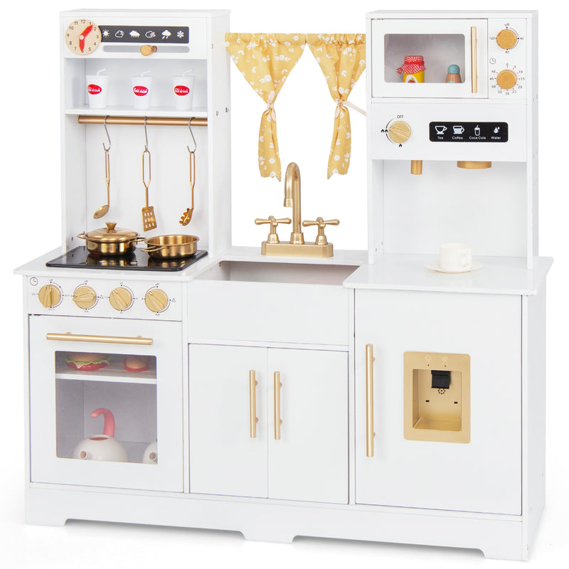 Pretend Play Kitchen for Kids with Coffee Maker-White