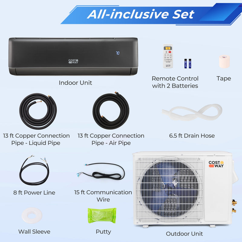 17000 BTU 21 SEER2 208-230V Wifi Enabled Mini Split Air Conditioner and Heater Gray