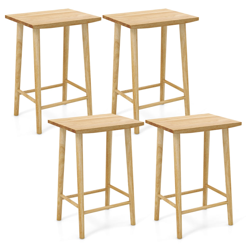 25.5 Inch Bar Stools Set of 2 with Footrest-Natural