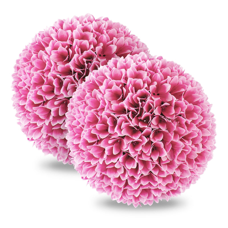 2 PCS Artificial Plant Topiary Balls Faux Boxwood Decorative Balls-Pink