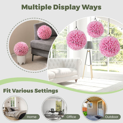 2 PCS Artificial Plant Topiary Balls Faux Boxwood Decorative Balls-Pink