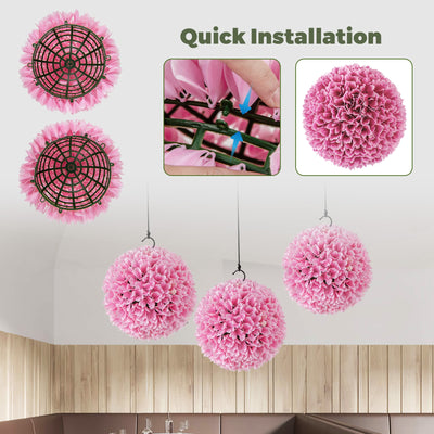 2 PCS Artificial Plant Topiary Balls Faux Boxwood Decorative Balls-Pink