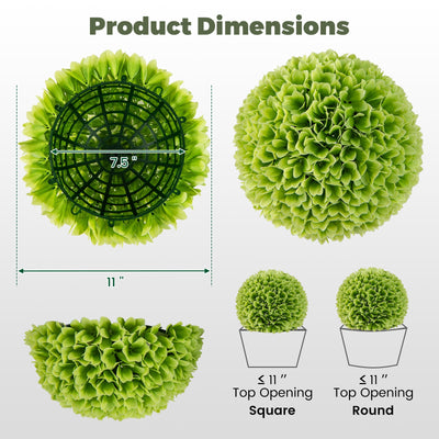 2 Pieces Artificial Plant Topiary Balls Faux Boxwood Decorative Balls-Green