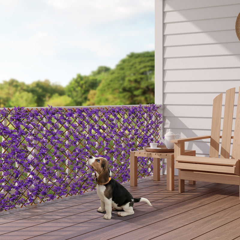 Decorative Faux Purple Eucalyptus Fencing Panel with Real Willow Frame for Balcony Patio